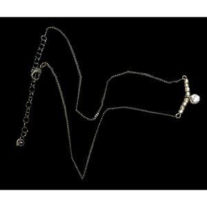 Minimalist Brutalist Silver And Gold Tone Rhinestone Pendant Necklace